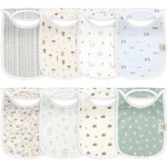 8-Pack Baby Bibs for Boys, Girls - Pullover Bibs for Drooling Teething Baby Girl & Boy Toddler, Newborn, Soft & Absorbent, Cute Colors, Large Torso Coverage Keep Infant Clean & Dry (Prairie)