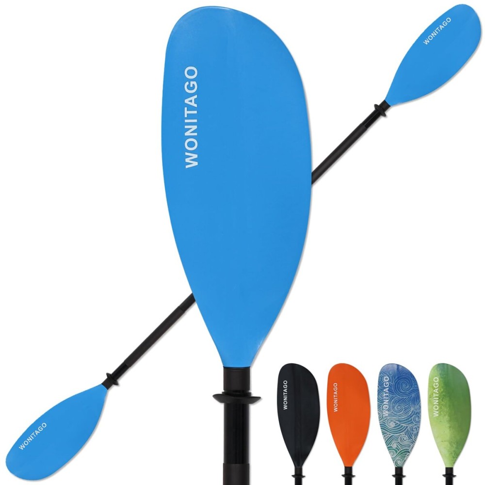 WONITAGO Kayak Paddles Aluminum Paddle with PP Blades, Floating Adjustable Kayaking Oars, 3 Piece, 210-230cm/82-90 inch Navy