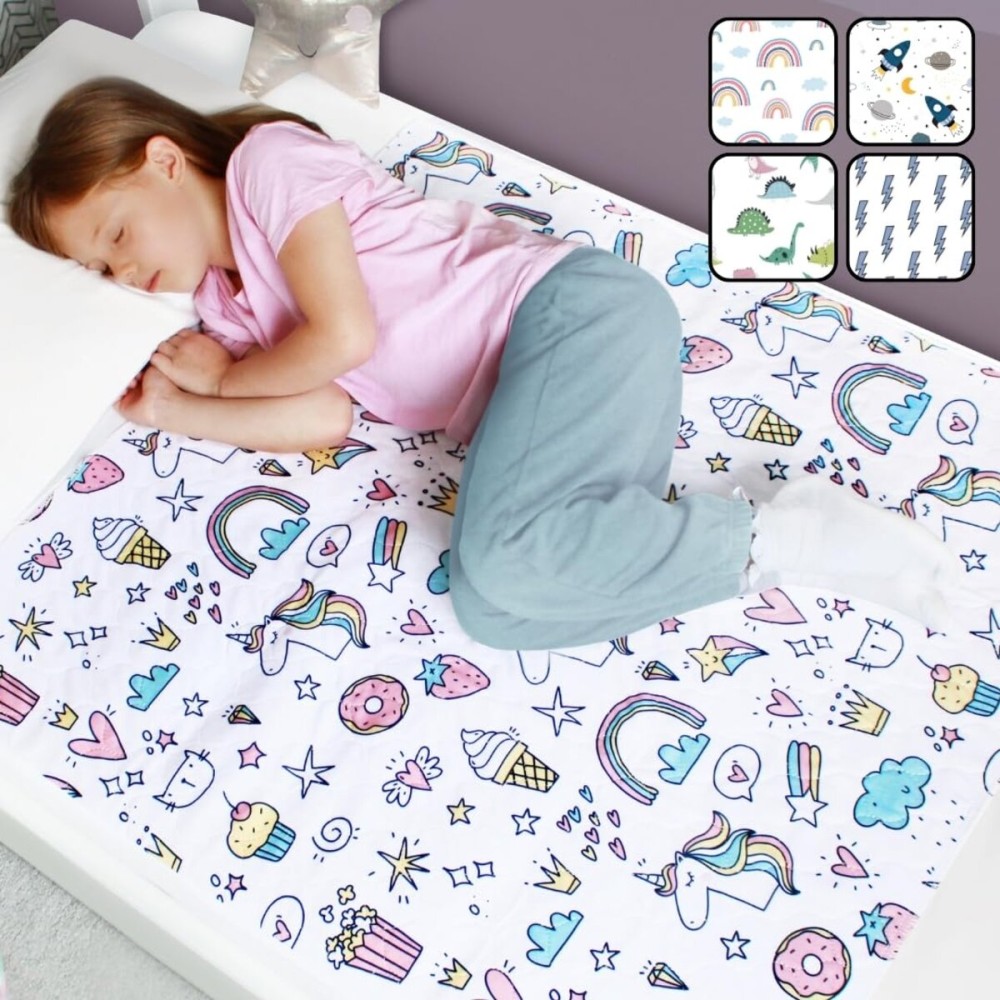 Hygge Sheets Potty Training Pee Pads for Kids, Toddlers - 2 Pack - 100% Waterproof, Non Slip Bed Wetting Pad for Twin Beds - Washable, Reusable Mattress & Sheet Protector - Unicorn