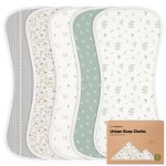 Organic Burp Cloths Baby Boy & Girl - 5-Pack Super Absorbent Cotton Burping Cloths for Babies, Soft & Plush Newborn Spit Up Rags, Infant Towels for Milk Spit Up, Unisex, Large 21 x 10 (Prairie)