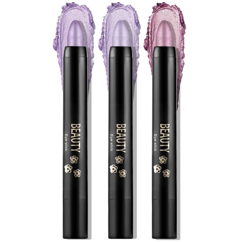 Boobeen 3PCS Cream Eyeshadow Pencil Crayon Waterproof Brightener Stick Shimmer Pen Create Glitter Eye Makeup, Easy to Use