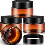 Patelai 4 Pieces Round Wide-mouth Leak Proof Plastic Container Jars with Lids for Travel Storage Makeup Beauty Products Face Creams Oils Salves Ointments DIY Making(1 Ounce,Amber)