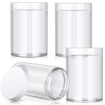 Patelai 4 Pieces Round Wide-mouth Leak Proof Plastic Container Jars with Lids for Travel Storage Makeup Beauty Products Face Creams Oils Salves Ointments DIY Making(12 Ounce,White)
