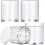 Patelai 4 Pieces Round Wide-mouth Leak Proof Plastic Container Jars with Lids for Travel Storage Makeup Beauty Products Face Creams Oils Salves Ointments DIY Making(16 Ounce,White)