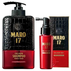 MARO17 Japan\'s 1 Collagen Shampoo Perfect Wash & Collagen Essence - Deep Cleansing, Declogs Scalp Pores, Eliminates Scalp Irritation & Promotes Thick, Full Hair - Mens Shampoo & Hair Growth Serum Duo