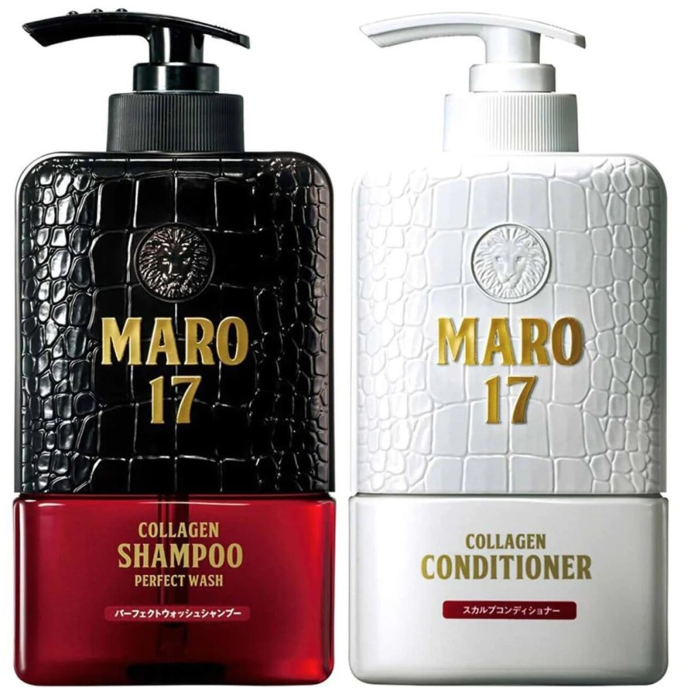 MARO17 Japan\'s 1 Collagen Shampoo Perfect Wash & Conditioner Duo - Moisturizing, Hair Thickening Shampoo & Conditioner Set - Cleanses Dirt & Regenerate Collagen to Support Healthy Scalp & Fuller Hair