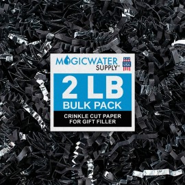 MagicWater Crinkle Cut Paper for Gift Baskets - 2LB - Black & Silver - Perfect for Shredded Paper Filler, Basket Filler, Gift Boxes, Bridesmaid Gifts, Christmas Stuffers & More - For All Occasions