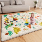 ieBabay Baby Play Mat 71 X 59 Playpen Mat Upgraded Thicken Baby Floor Play Mat Non-Slip Cushioned Crawling Mat Waterproof Activity Playmats for Babies Toddlers Infants (71X59, Letter Dino)