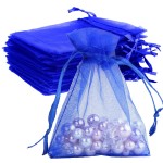 50Pcs Small Organza Bags with Drawstring - 4 x 6 inch Jewelry Gift Bags for Weddings, Parties & Favors - Navy Blue