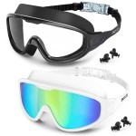 Water Space 2 Pack Swim Goggles Swimming Adult Anti-fog, Swim Goggles for Men Adult Women Youth, UV Protection Waterproof Large Frame 180 Wide View Clear Vision Swimming Goggles Pool Water Goggles