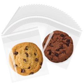 LEOSINDA Cookie Bags for Gift Giving, 200 Pcs 4X 5 Inch Clear Cellophane Bags Self Sealing for Gift Wrapping,Packaging Candies,Dessert,Bakery, Cookies, Chocolate,Party Favor