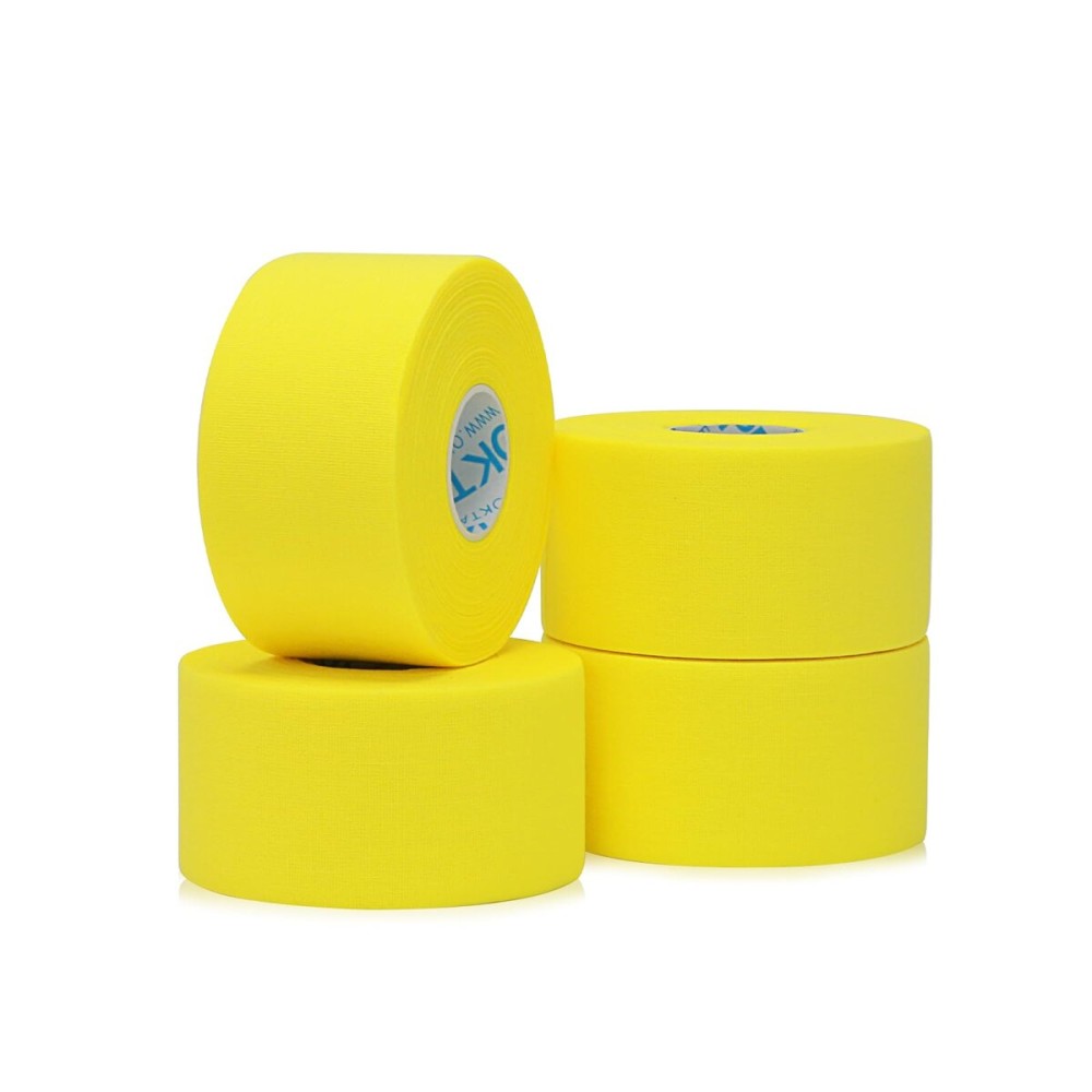 OK TAPE Athletic Sports Tape4 Packs) - 45ft Per Roll Very Strong Tape for Athlete & Sport Trainers & First Aid Injury Wrap, Perfect for Fingers Ankles Wrist on Bat, Hockey Stick - Yellow