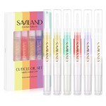SAVILAND Floral Cuticle Oil Pen: 6Pcs 5ml Large Capacity Nail Growth Oil with Real Flowers For Revitalizing Hydrating Repairing Nail Strengthener Cuticles Softener Nail Growth Serum with Vitamin E