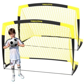 Happy Jump Soccer Goal Pop Up Foldable Soccer Net for Backyard 7\'x5\', 2 Set
