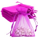 BOEIAC Organza Bags - 50 Mini Rose Gold Mesh Wedding & Party Favor Bags with Drawstring - 4 x 6 Inch, Jewelry, Candy