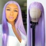 BTWTRY Light Purple Wig Long Straight Lavender Purple Synthetic Lace Front Wigs Pre Plucked Natural Hairline for Black Women Heat Resistant Fiber Hair Cosplay Daily Wear Wig (Light Purple)