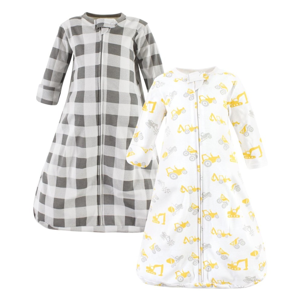 Hudson Baby Unisex Baby Cotton Wearable Sleeping Bag, Sack, Blanket, Construction Vehicles Long Sleeve, 3-9 Months