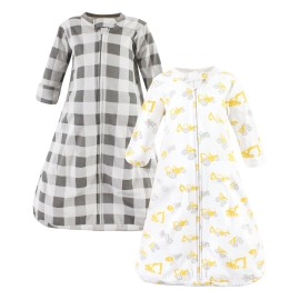 Hudson Baby Unisex Baby Cotton Wearable Sleeping Bag, Sack, Blanket, Construction Vehicles Long Sleeve, 3-9 Months