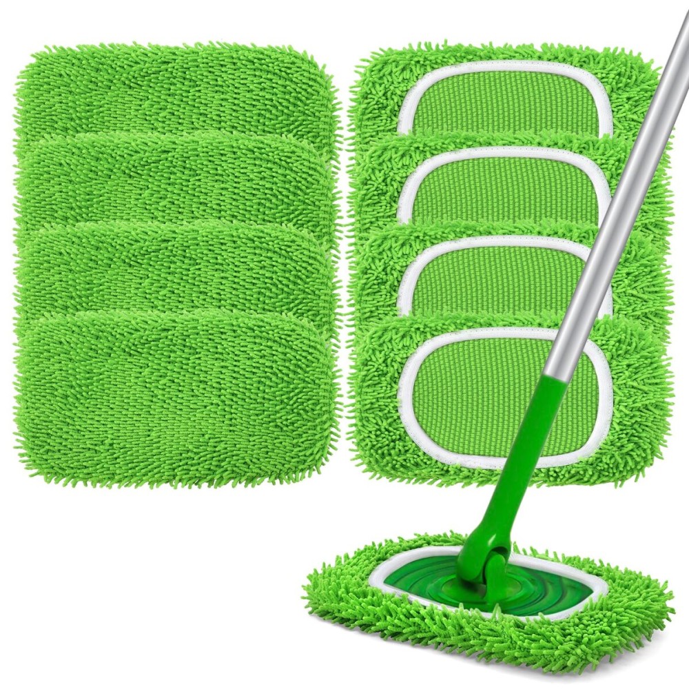 Yicotira Reusable Microfiber Mop Pads Compatible with Swiffer Sweeper- 8 Pack Dry Sweeping Cloths & Wet Mopping Cloths - Washable Wet Pads Refill for Mopping Floors (Mop is not Included)