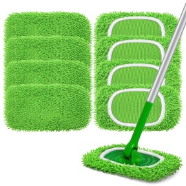 Yicotira Reusable Microfiber Mop Pads Compatible with Swiffer Sweeper- 8 Pack Dry Sweeping Cloths & Wet Mopping Cloths - Washable Wet Pads Refill for Mopping Floors (Mop is not Included)