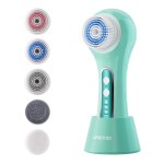 UMICKOO Face Scrubber Exfoliator, Rechargeable Facial Cleansing Brush with 2-Way Rotation & 3 Modes, 30-Day Runtime, 5 Brush Heads for SPA-Level Care, IPX7 Waterproof, Deep Cleaning for All Skin Types