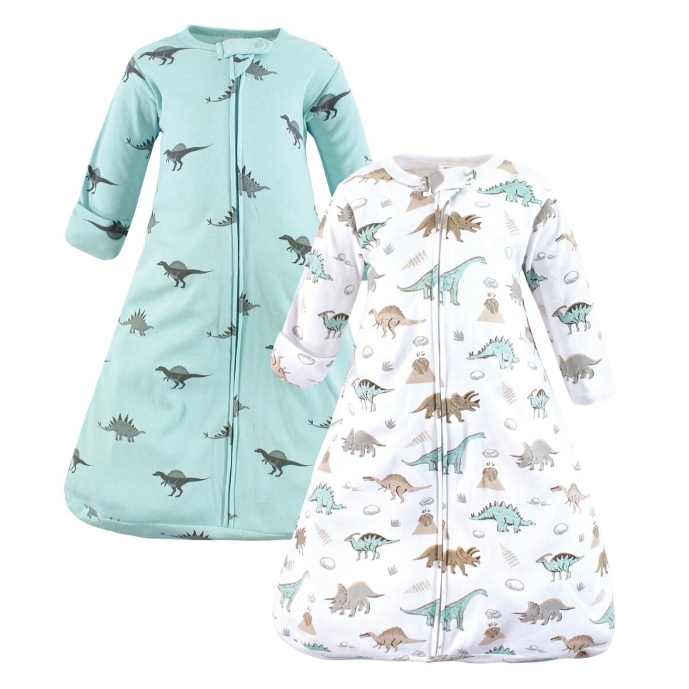 Hudson Baby Unisex Baby Cotton Wearable Sleeping Bag, Sack, Blanket, Dino Blast Long Sleeve, 18-24 Months