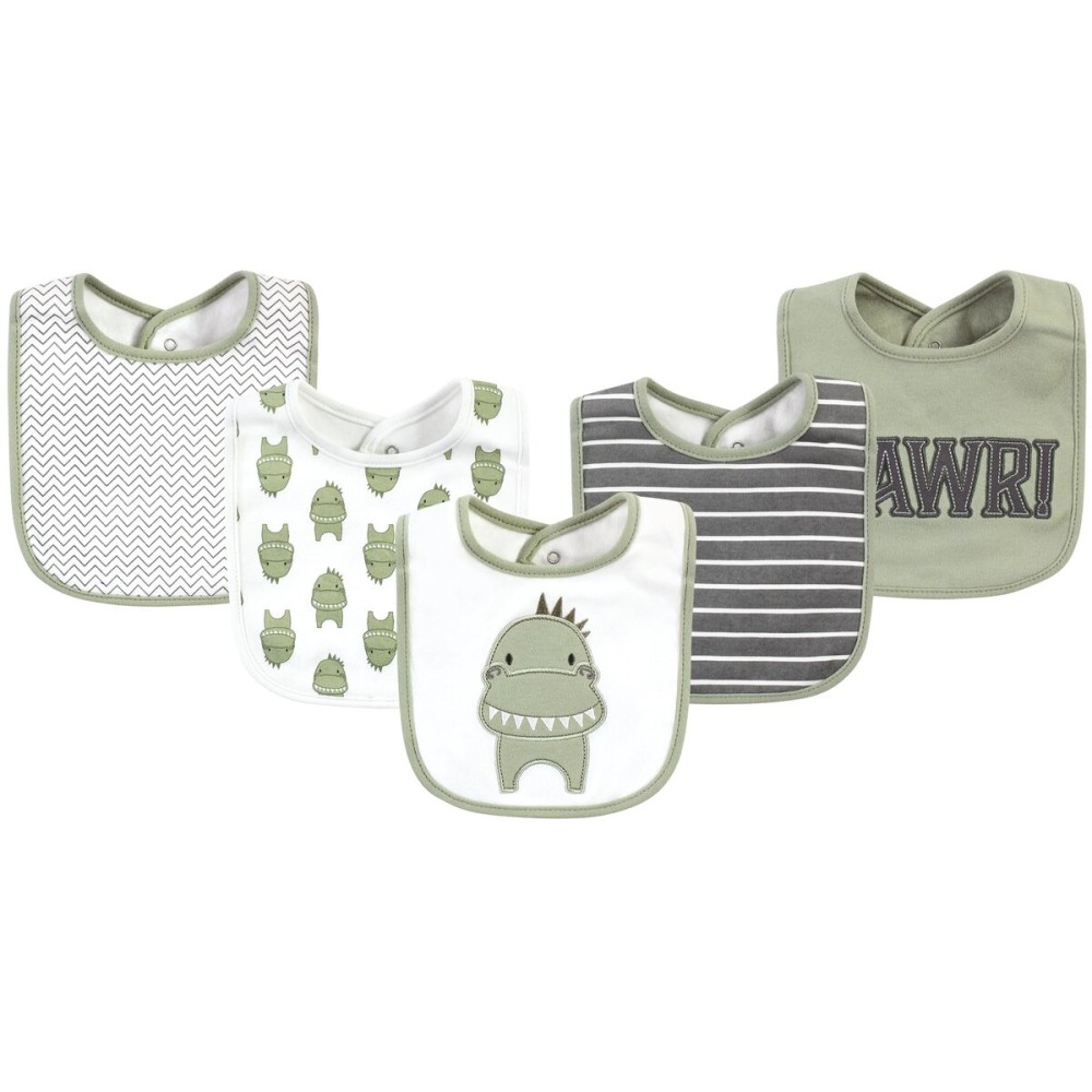 Hudson Baby Unisex Baby Cotton Bibs, Modern Dino, One Size