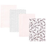 Hudson Baby Unisex Baby Cotton Flannel Burp Cloths, Pink Bows 4 Pack, One Size