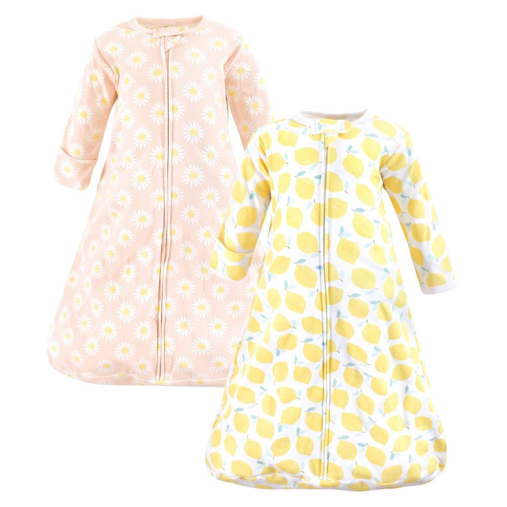 Hudson Baby Unisex Baby Cotton Wearable Sleeping Bag, Sack, Blanket, Lemon Daisy Long Sleeve, 12-18 Months