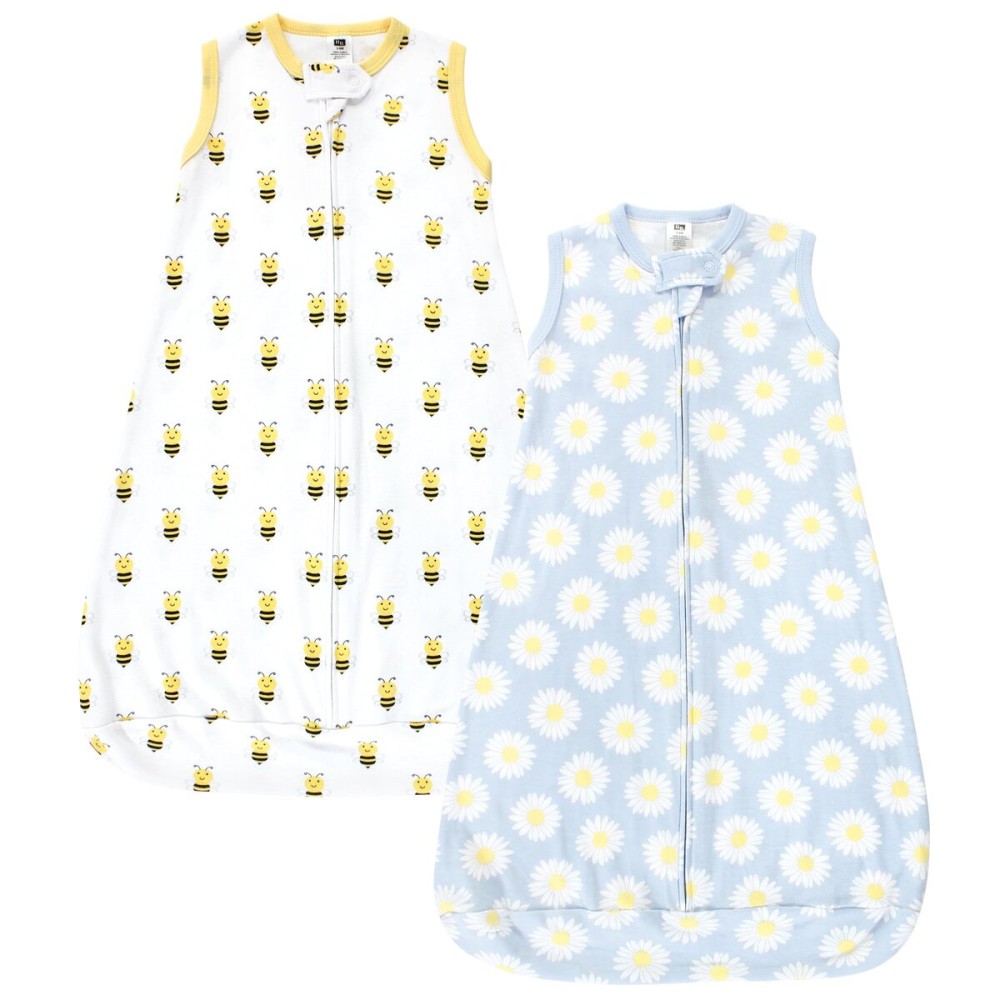 Hudson Baby Unisex Baby Cotton Wearable Sleeping Bag, Sack, Blanket, Daisy Bee Sleeveless, 12-18 Months