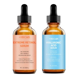 +1Herolabs Face Serum Set - Retinol Serum & Hyaluronic Acid for Face - Anti Aging Skin Care Set for Women - Firm, Wrinkle Smoothing