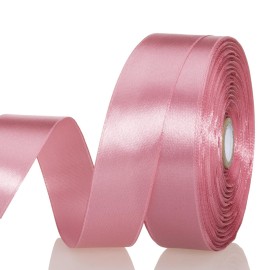 YASEO 1 Inch Rose Gold Solid Satin Ribbon, 50 Yards Craft Fabric Ribbon for Gift Wrapping Floral Bouquets Wedding Party Decoration