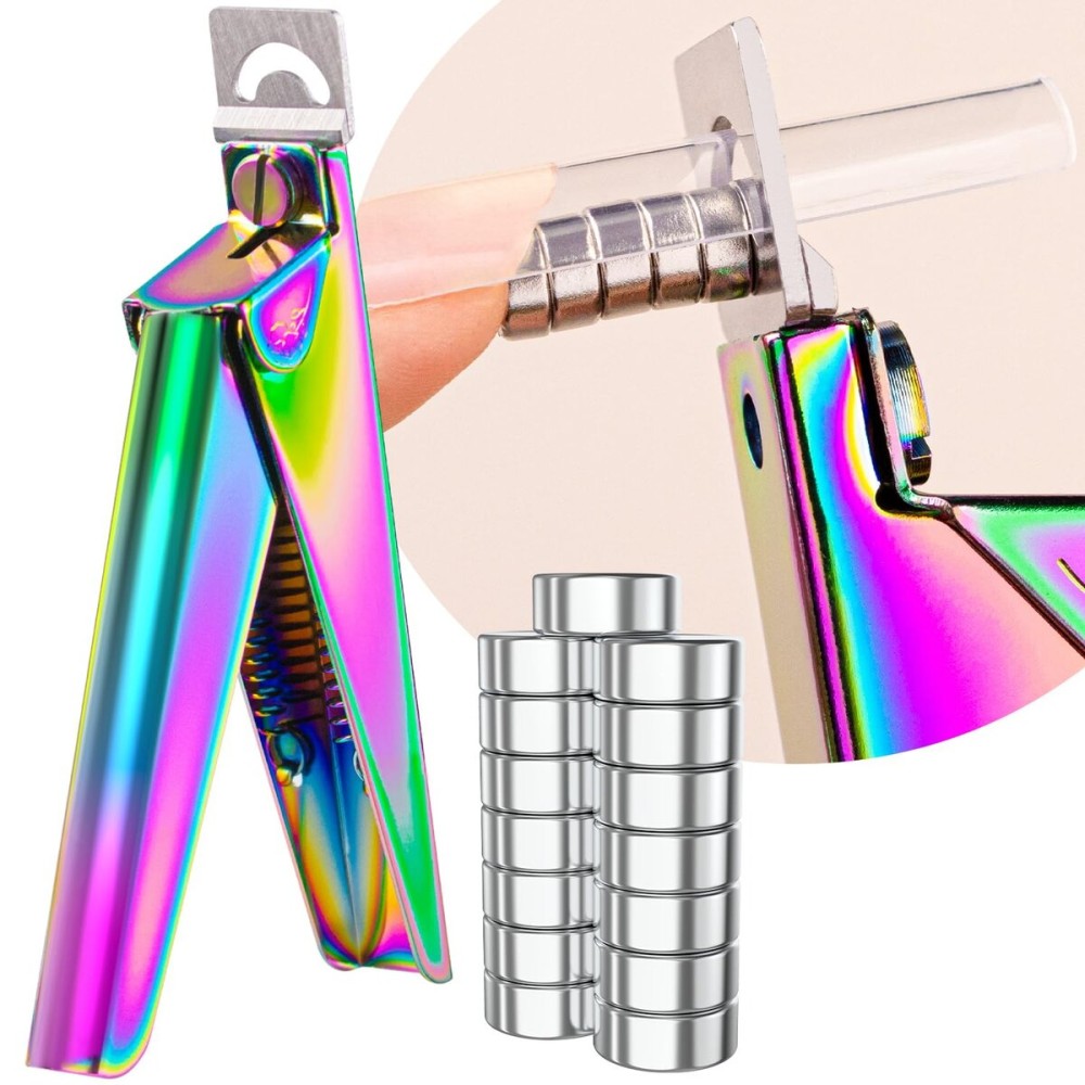 Chameleon Premium Nail Clippers with Magnet Sizers for Acrylic Nails, Professional Stainless Steel Fake False Nail Tip Clipper Cutter Trimmer, Manicure Tool for Salon Home Nail Art