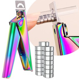 Chameleon Premium Nail Clippers with Magnet Sizers for Acrylic Nails, Professional Stainless Steel Fake False Nail Tip Clipper Cutter Trimmer, Manicure Tool for Salon Home Nail Art