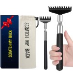 Oversized Back Scratcher Gift Set, 2 Pack, Upgraded Metal Stainless Steel Telescoping Back Scratcher Tool with Canvas Carrying Bag