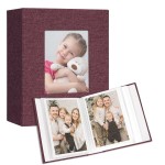 Vienrose Small Photo Album 4x6 holds 100 Photos 2 Pack, Mini Baby Photo Album Linen Cover for Gifts Wedding Family, Purple