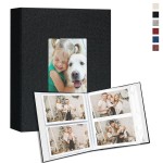 Vienrose Small Photo Album 4x6 holds 200 Photos 2 Pack, Mini Baby Photo Album Linen Cover for Gifts Wedding Family, Black