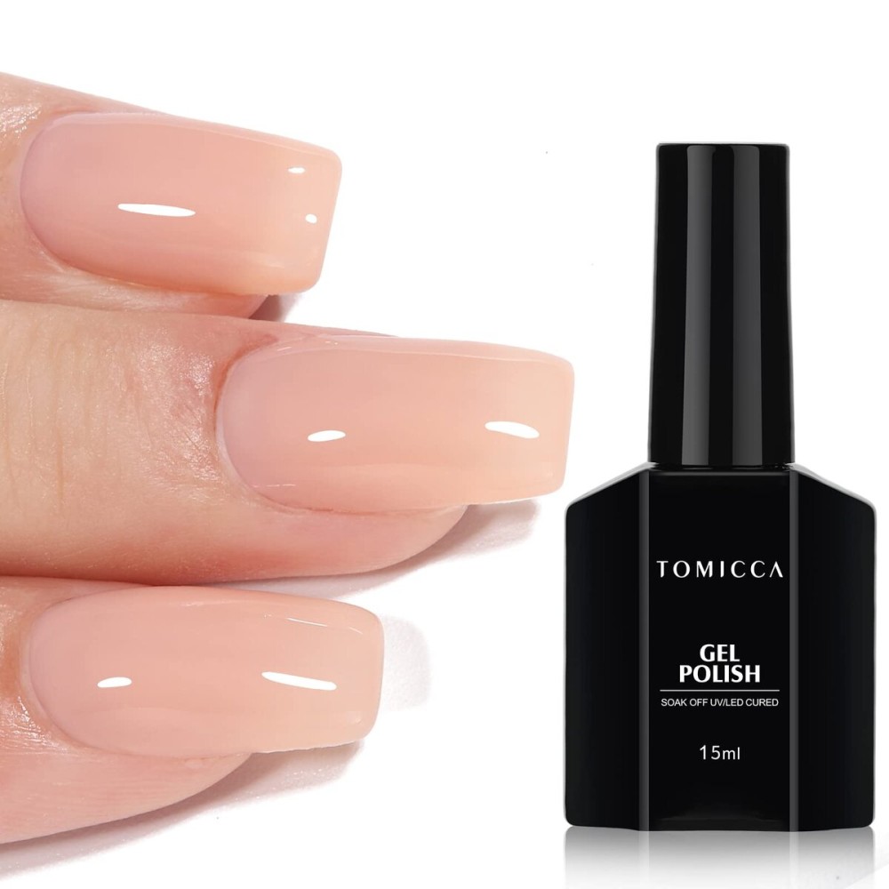 TOMICCA Nude Gel Nail Polish,15ml Light Nude Gel Polish,Soak Off Uv Led Cure NeededColor Long Lasting Translucent Nail Art Manicure French Salon Diy Design Gifts For Woman