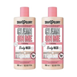 Soap & Glory Original Pink Clean On Me Body Wash - Hydrating Shower Soap & Skin Cleanser with Built In Body Lotion for Hydration - Bergamot & Rose Scented Moisturizing Body Wash (500 ml, 2 pack)