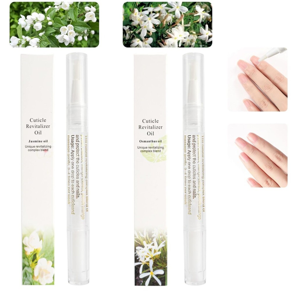 Meschett 2PCS Cuticle Oil Pens for Nail Care,Cuticle Revitalizer Oil Pen with Soft Brush,Cuticle Oil to Prevent Nail Cracking and Dry (Osmanthus flowers & Jasmine Flavor)