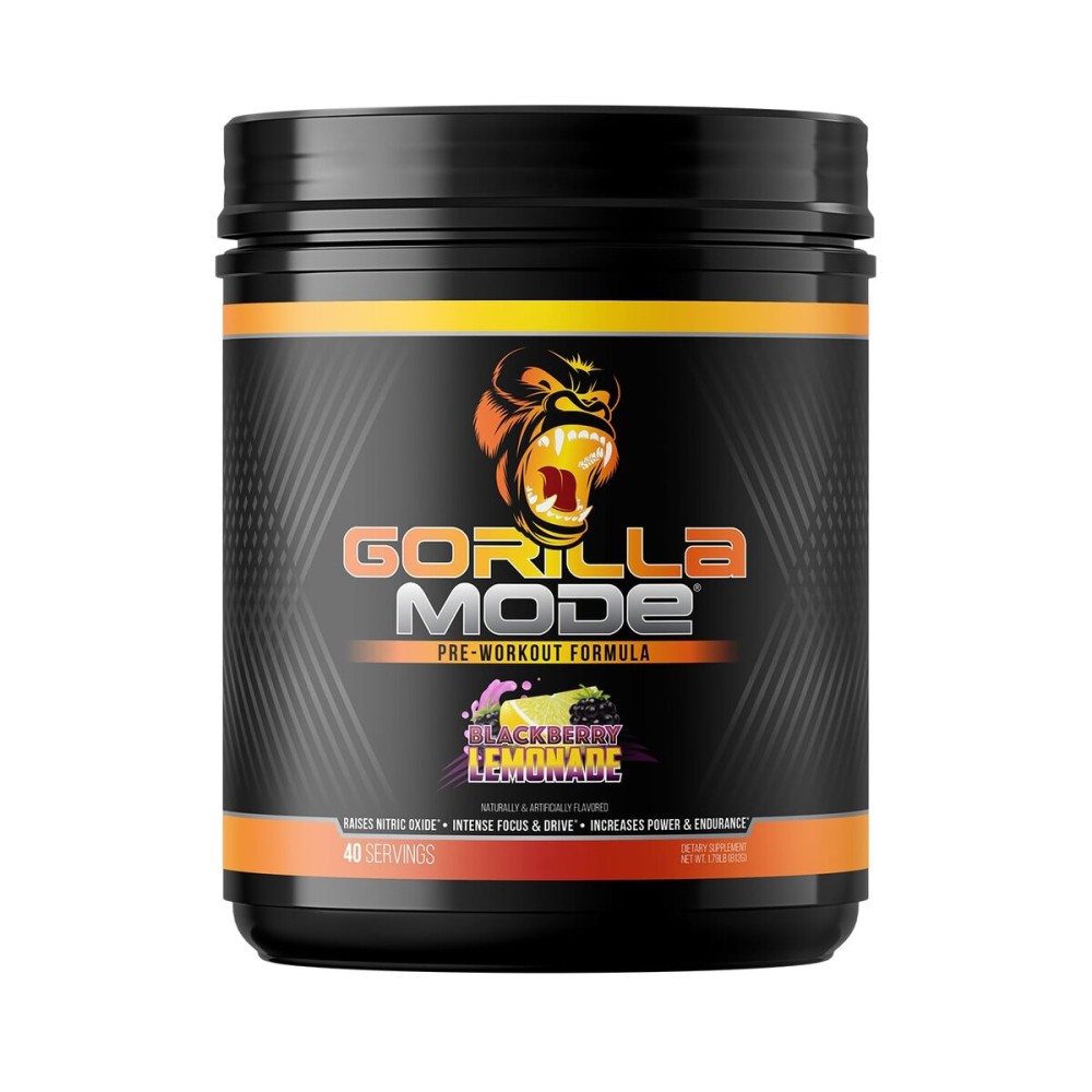 Gorilla Mode Pre Workout - Massive Pumps Laser Focus Energy Power - L-Citrulline, Creatine, L-Tyrosine, Betaine, Hydroprime, Alpha-GPC, 400mg Caffeine, Huperzine A 816g (Strawberry Kiwi)