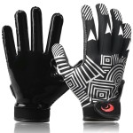 SPOMAT Youth Football Gloves Kids Silicone Grip Receiver Gloves for Kids with Super Stick Ability for Best Game Experience, Rocket Black Black Palm XS/S