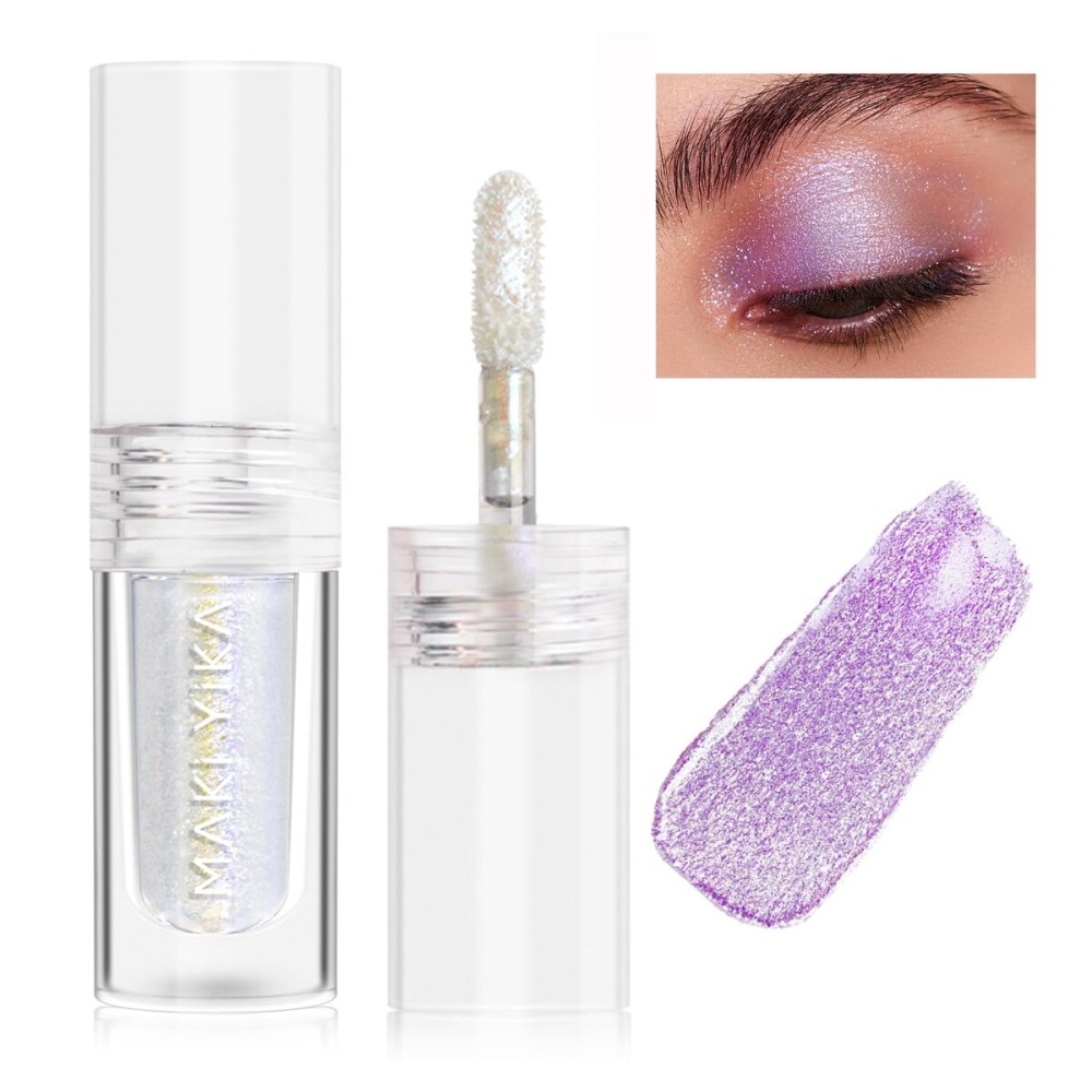 MAKI YIKA Glitter Eyeshadow Silver Multichrome Eyeshadows Long Lasting, Metallic Chameleon Eye Shadow Smudgeproof Holographic Eye Topper Glitters (8 Dream)