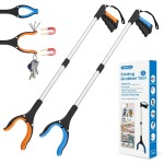 REWKCY 34 Grabber Reacher Tool, 2-Pack Foldable Reacher Grabber Pickup Tool with 360 Rotating Jaw & Magnets, Grabber Tool Heavy Duty