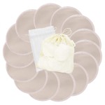 wegreeco Nursing Breast Pads (14 Pack) + Laundry Bag & Travel Storage Bag, 4.7 inch - Washable & Reusable Breastfeeding Nursing Pads (Rose Gold, Large, Plain Shape)