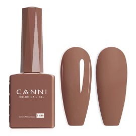 CANNI Brown Gel Nail Polish, 1Pcs Fall Winter Gel Polish Chocolate Brown Color High Gloss Soak Off U V French Nail Manicure Salon DIY