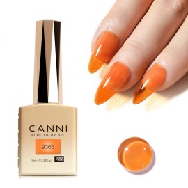 CANNI Jelly Orange Gel Nail Polish, 1Pcs Orange Brown Fall Gel Polish Translucent Color High Gloss Soak Off U V French Nail Manicure Salon DIY
