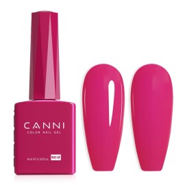 CANNI Hot Pink Gel Nail Polish, 1Pcs Neon Pink Gel Polish Pink Color High Gloss Soak Off U V French Nail Manicure Salon DIY