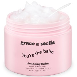 grace & stella Cleansing Balm - Oil-Based Makeup Remover - Gentle & Moisturizing Facial Cleanser, Non-Stripping Formula for Double Cleansing Heavy Makeup - Vegan Fragrance-Free Skincare (164g / 5.8oz)