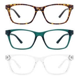 MEETSUN 3-Pack Blue Light Blocking Glasses, Anti Eye Strain Headache, Computer Glasses UV400 (Blue + Clear + Tortoise)